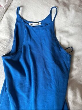 Zara Bright Blue Spaghetti strap body suit